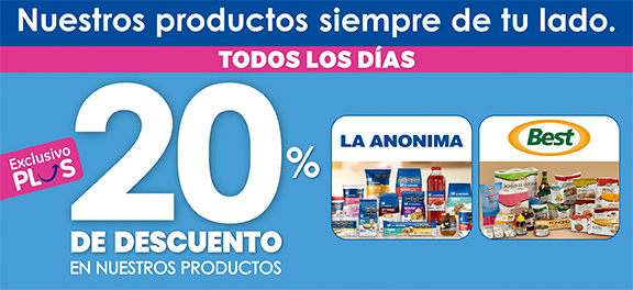 Todos los días, 20% de descuento en productos de marca LA ANONIMA