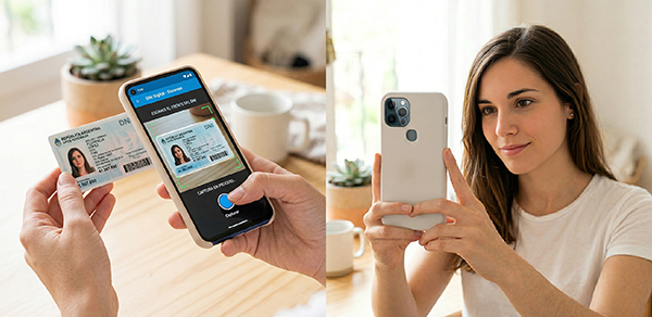 Persona usando la App La Anónima para solicitar tarjeta